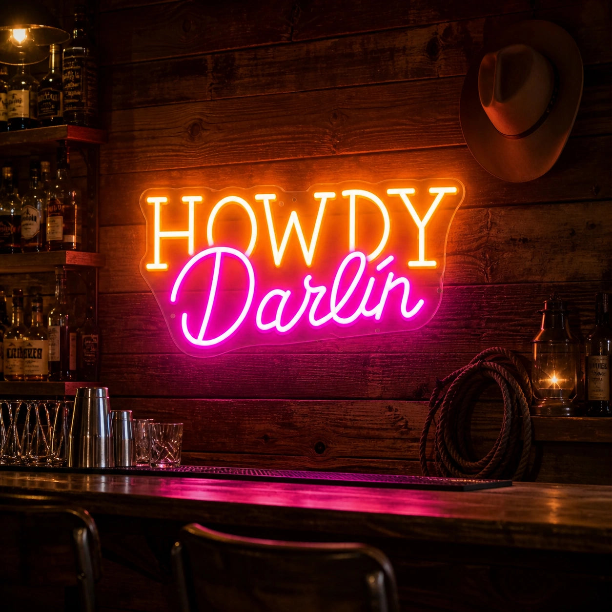 Howdy Darlin Bedroom Vintage LED Neon Sign high-converting product image