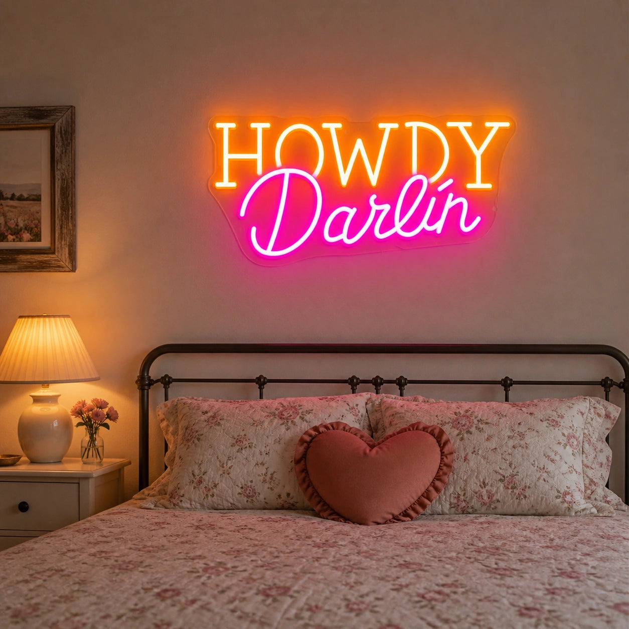 Howdy Darlin Bedroom Vintage LED Neon Sign size image