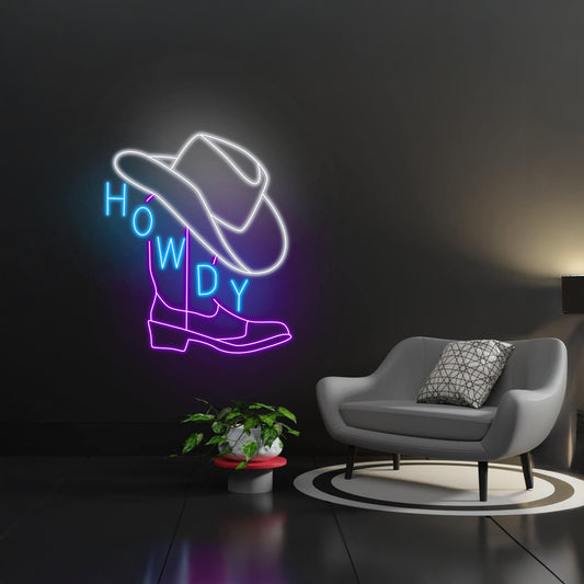 Howdy Led Neon Sign North American Greeting Neon Light