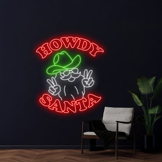 Howdy Santa Neon Sign