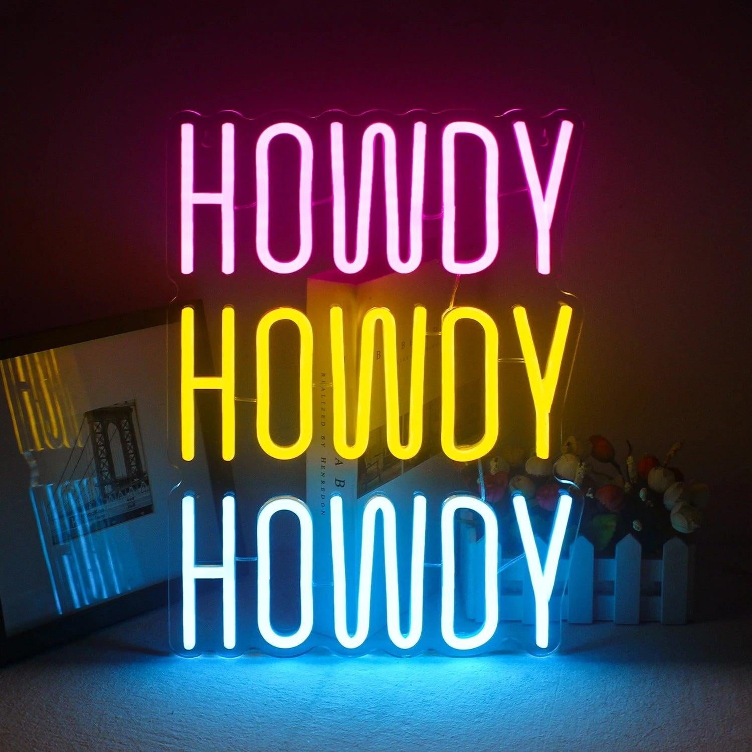 Howdy Tri - Color Layered Led Neon Sign For Home Cafe Studio - Shineneon