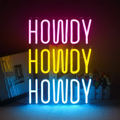 Howdy Tri - Color Layered Led Neon Sign For Home Cafe Studio - Shineneon