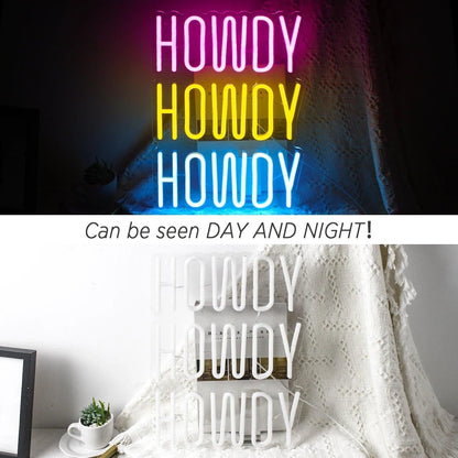 Howdy Tri - Color Layered Led Neon Sign For Home Cafe Studio - Shineneon