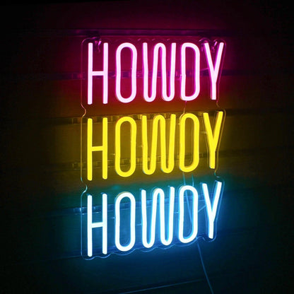Howdy Tri - Color Layered Led Neon Sign For Home Cafe Studio - Shineneon