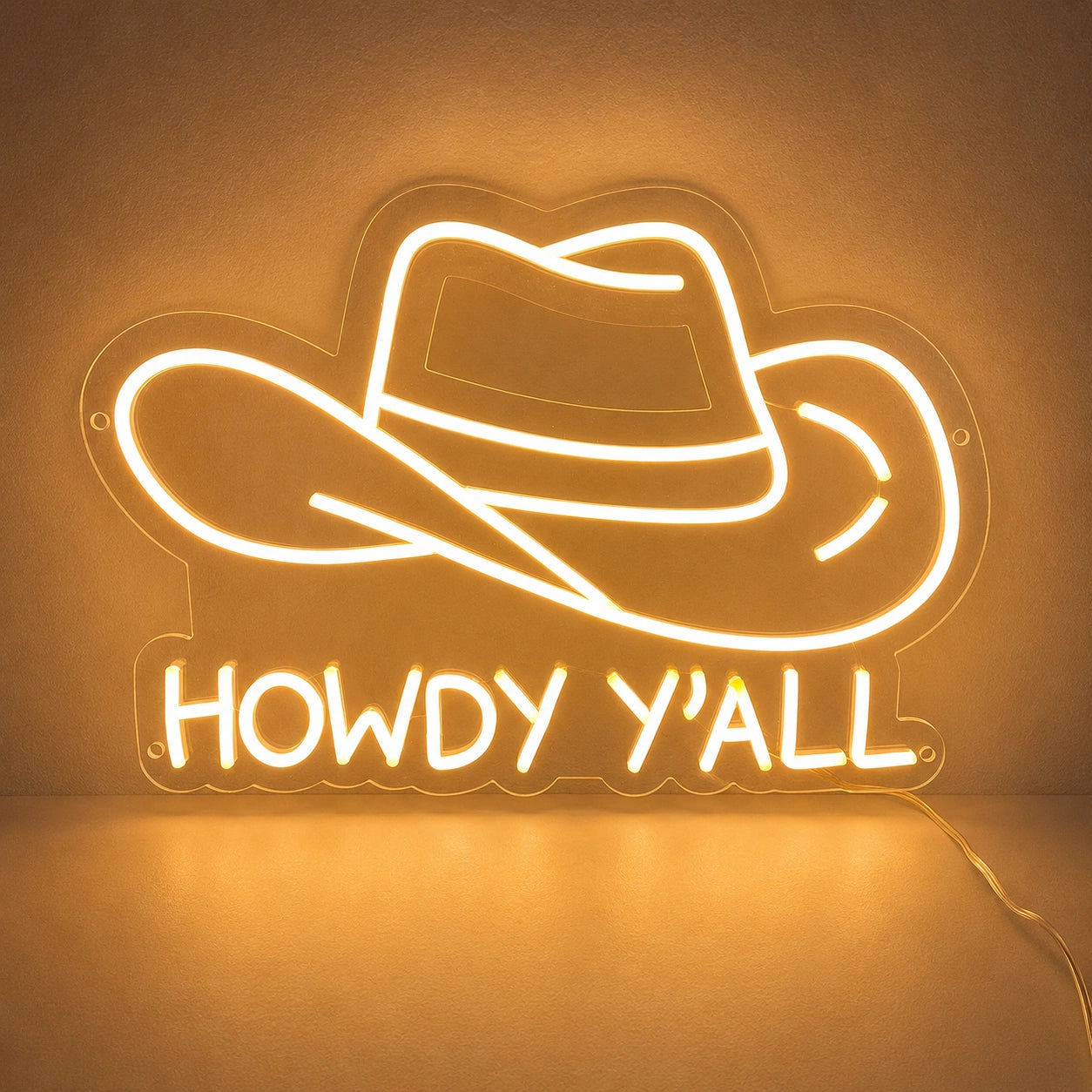 Howdy Yall Cowboy Hat Neon Sign LED Neon Sign main product image