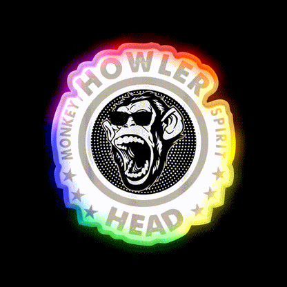 Howler Head Monkey Kentucky Bourbon Whiskey Drink Bar Led Neon Sign Rgb Color