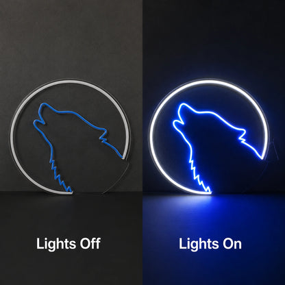 Howling Wolf Circle LED Neon Sign main product image
