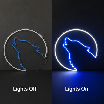 Howling Wolf Circle LED Neon Sign - Shineneon