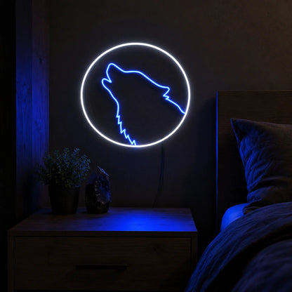 Howling Wolf Circle LED Neon Sign - Shineneon