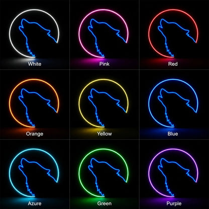Howling Wolf Circle LED Neon Sign - Shineneon