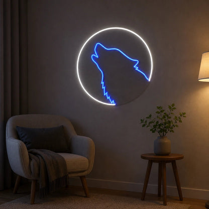Howling Wolf Circle LED Neon Sign - Shineneon