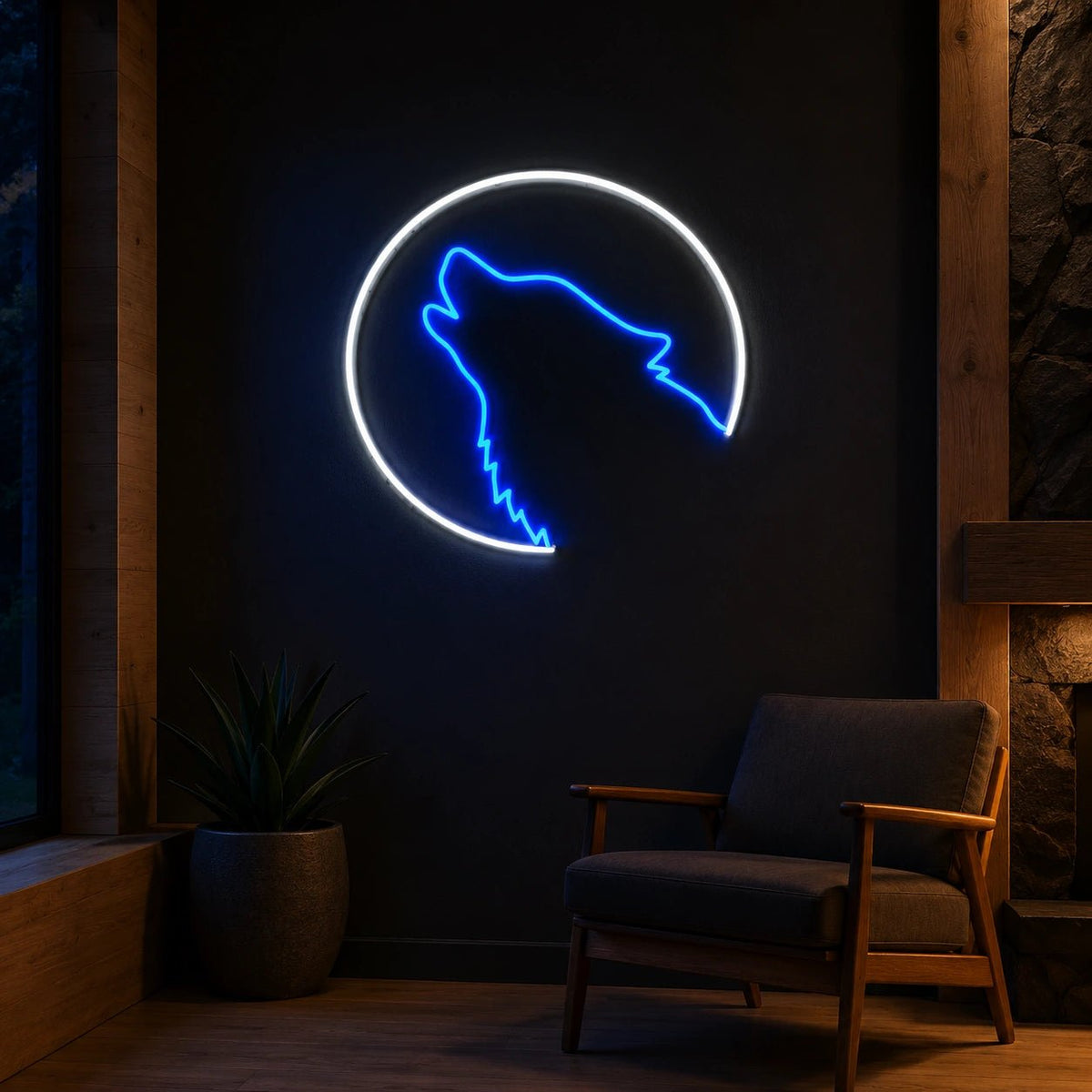 Howling Wolf Circle LED Neon Sign - Shineneon