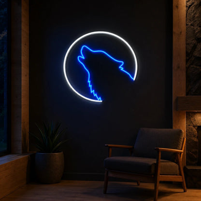 Howling Wolf Circle LED Neon Sign - Shineneon