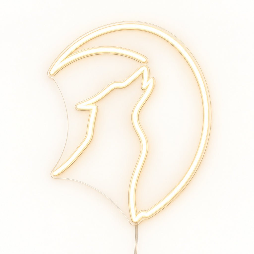 Howling Wolf Crescent Moon LED Neon Sign - Shineneon