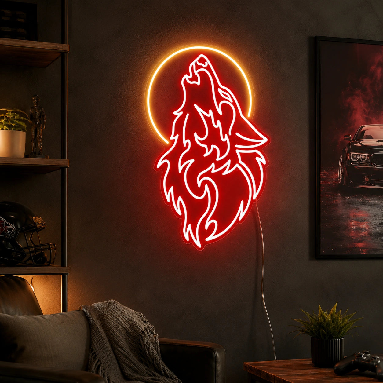 Howling Wolf Halo Neon Sign LED Neon Sign real lifestyle scene