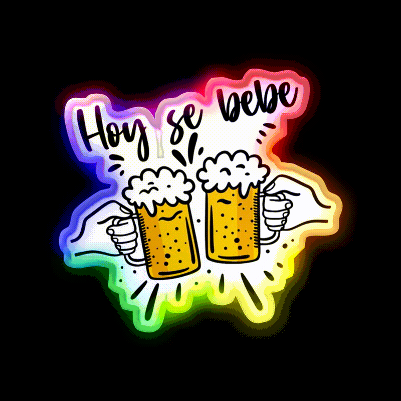 Hoy Se Bebe Party Drink Tequila Led Neon Sign Rgb Color - LED neon sign close-up detail