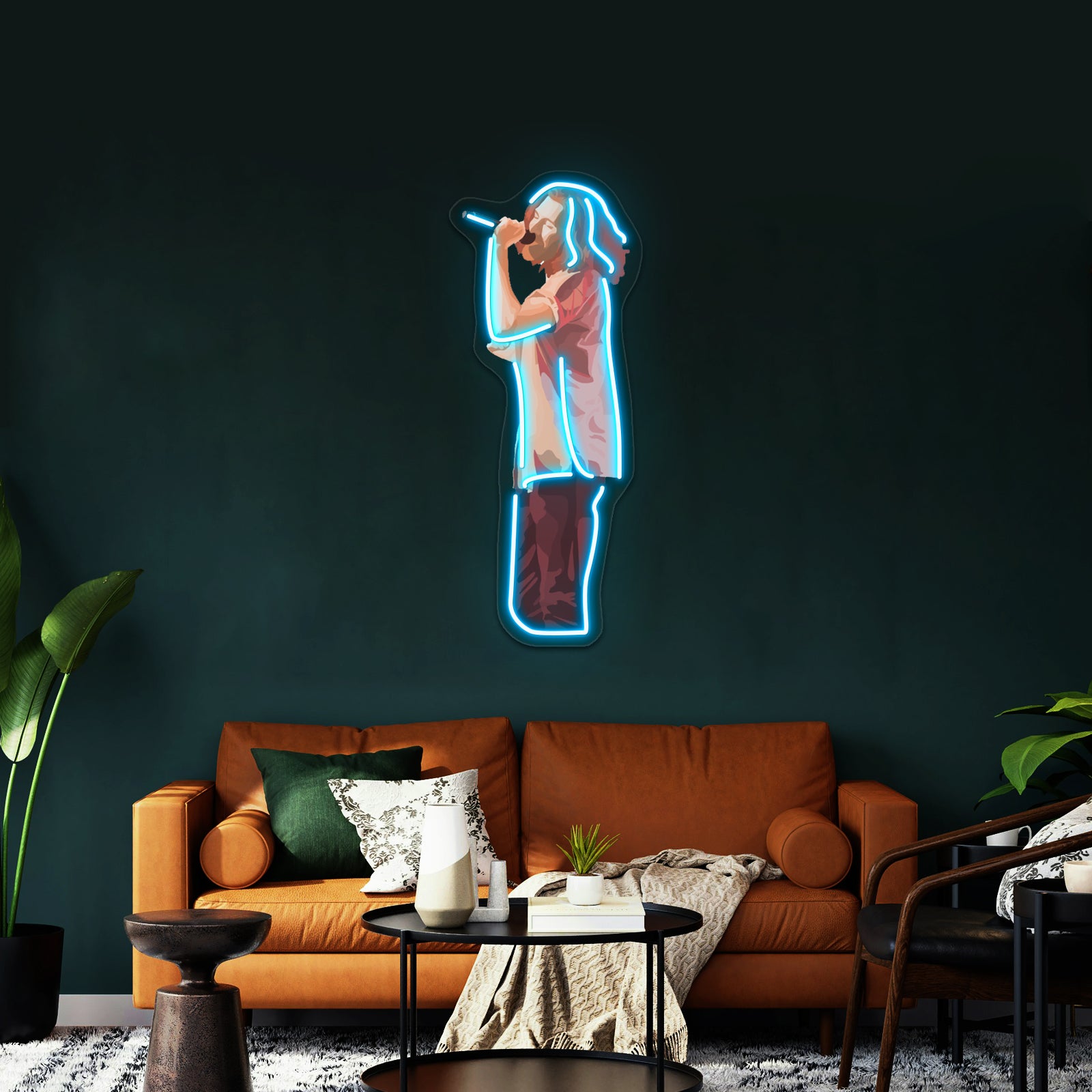 Hozier Illustration Pink Orange Peach Artwork Led Custom Signs - Size and dimension reference