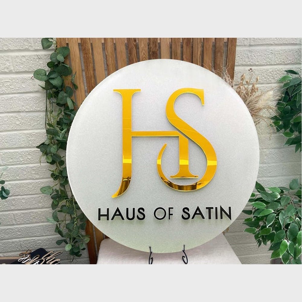 Hs Haus Of Satin Acrylic Business Logo Sign - Shineneon