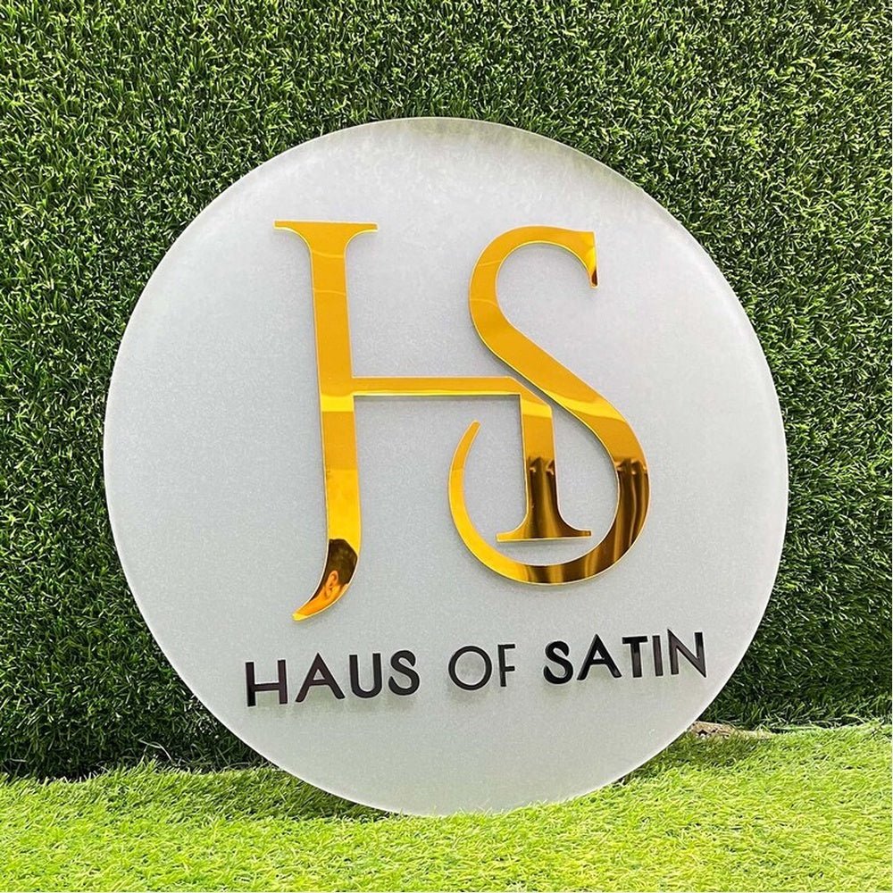 Hs Haus Of Satin Acrylic Business Logo Sign - Shineneon
