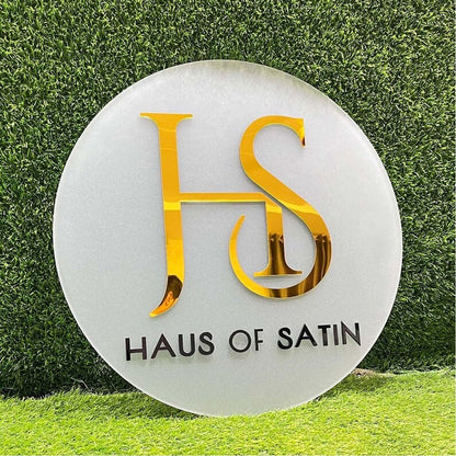 Hs Haus Of Satin Acrylic Business Logo Sign - Shineneon
