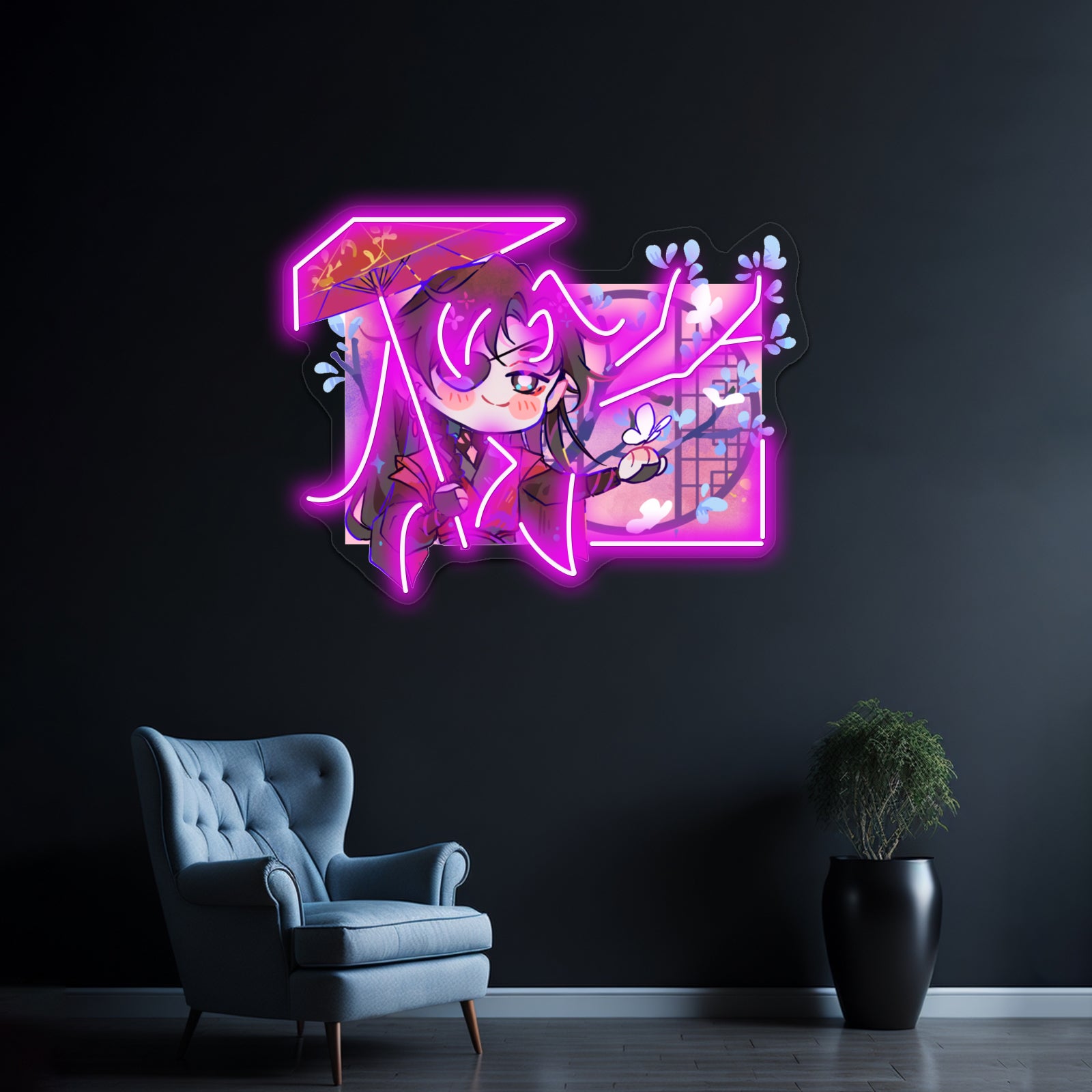 Hua Cheng Chibi Window Artwork Led Custom Signs - LED neon sign close-up detail