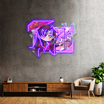 Hua Cheng Chibi Window Artwork Led Custom Signs - Neon sign mounted on wall in room