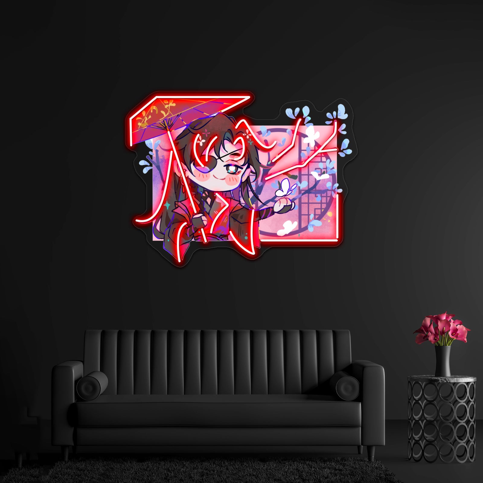 Hua Cheng Chibi Window Artwork Led Custom Signs - Custom LED neon sign front view