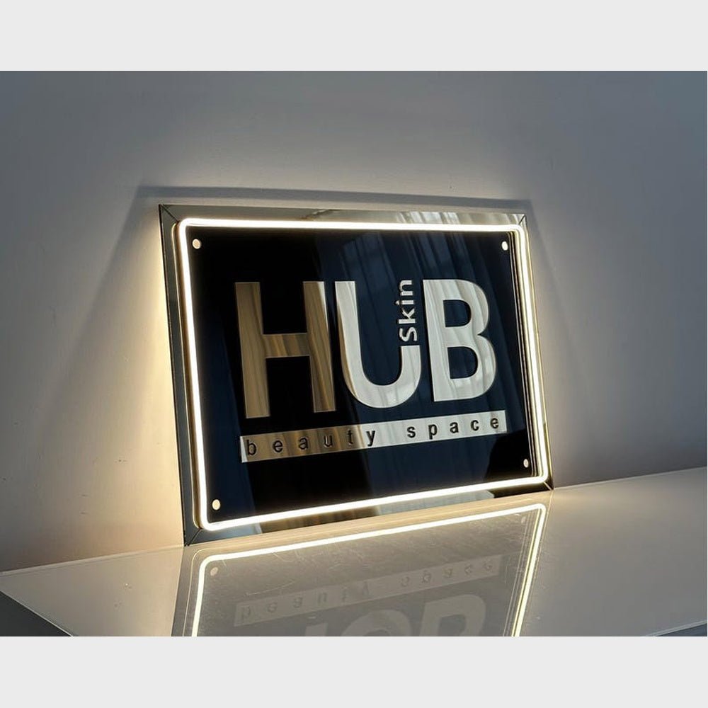 Hub Beauty Space Acrylic Business Logo Sign - Shineneon