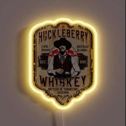 Huckleberry Whiskey Label Rgb Led Neon Sign - Shineneon