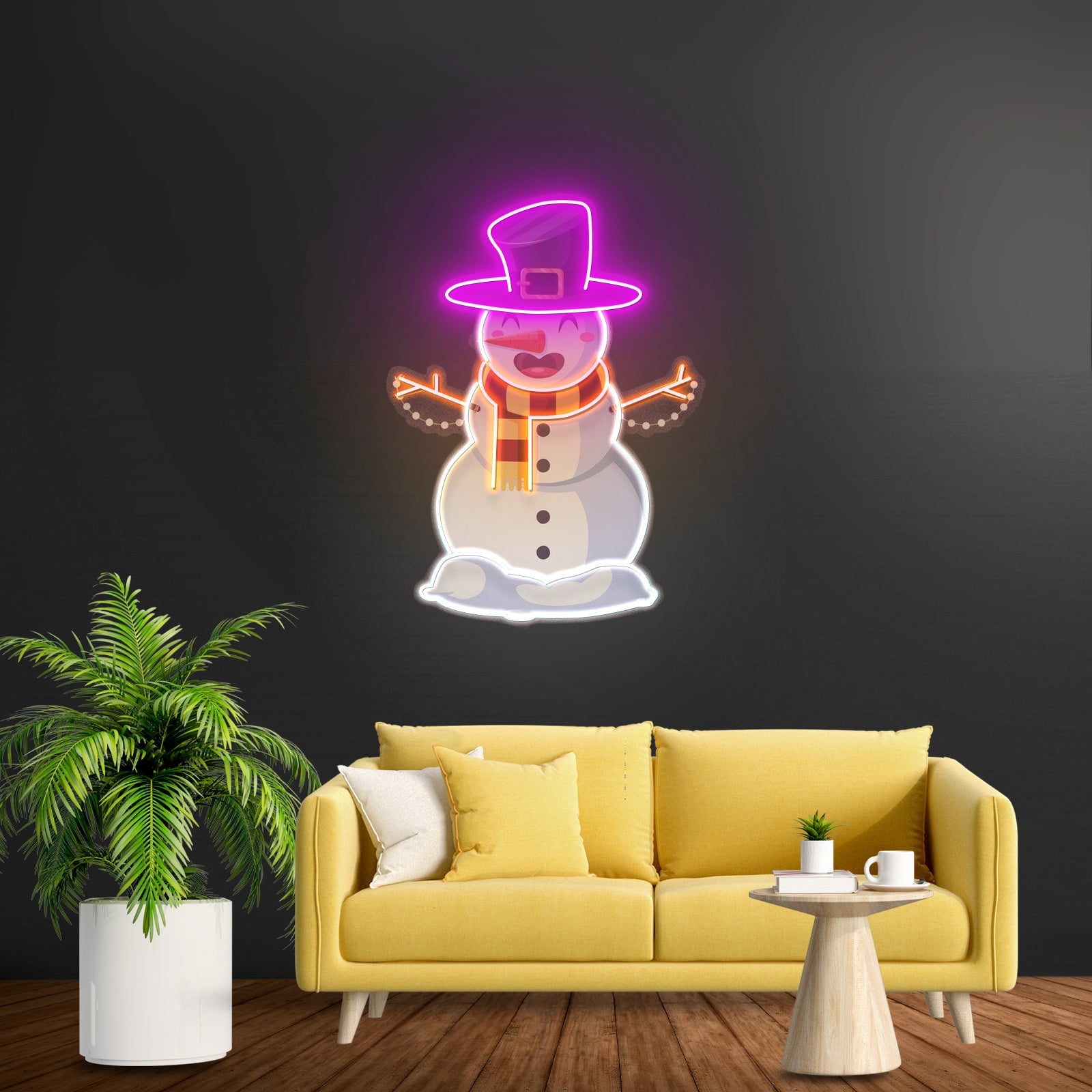 Hugging Snowman Christmas Led Neon Acrylic Artwork For Sale - Shineneon