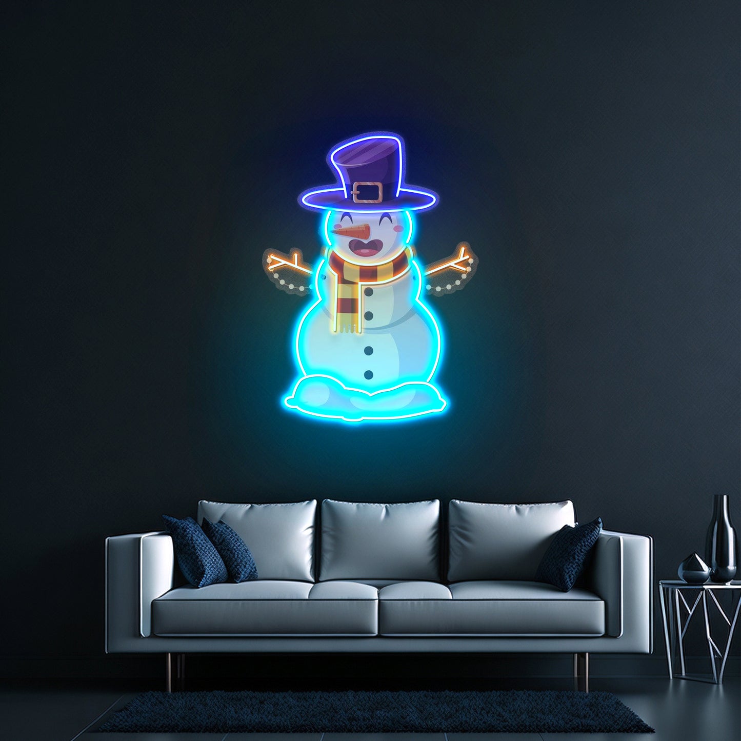 Hugging Snowman Christmas Led Neon Acrylic Artwork For Sale