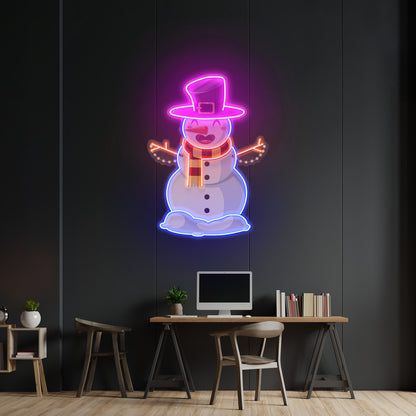 Hugging Snowman Christmas Led Neon Acrylic Artwork For Sale