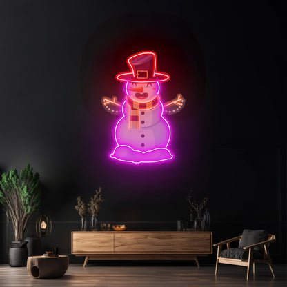 Hugging Snowman Christmas Led Neon Acrylic Artwork For Sale