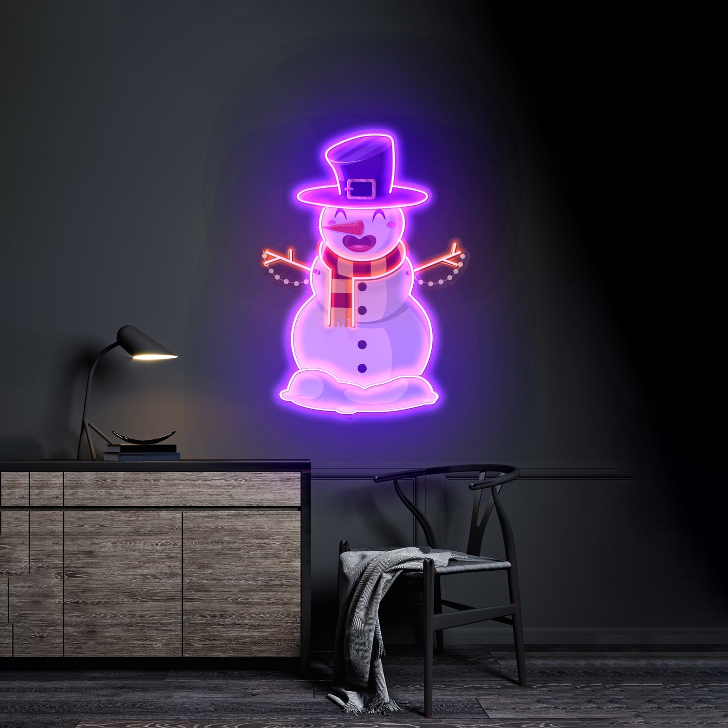 Hugging Snowman Christmas Led Neon Acrylic Artwork For Sale