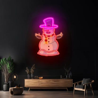 Hugging Snowman Christmas Led Neon Acrylic Artwork For Sale