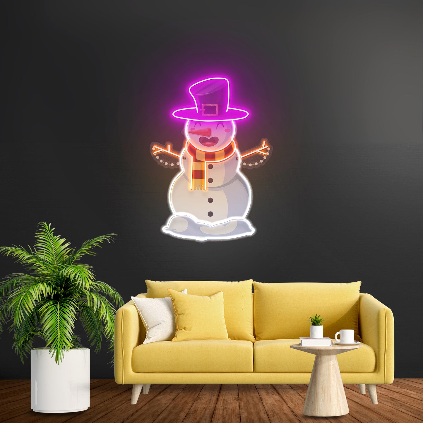 Hugging Snowman Christmas Led Neon Acrylic Artwork For Sale