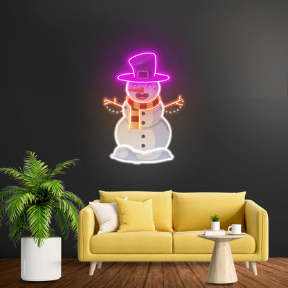 Hugging Snowman Christmas Led Neon Acrylic Artwork For Sale