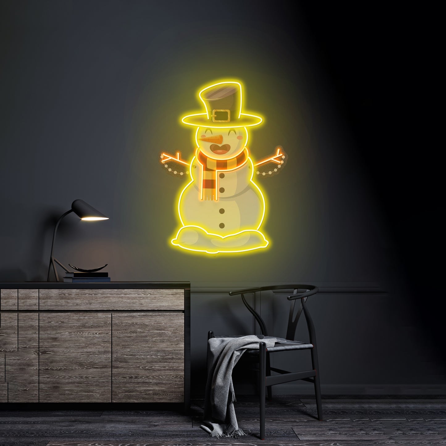 Hugging Snowman Christmas Led Neon Acrylic Artwork For Sale