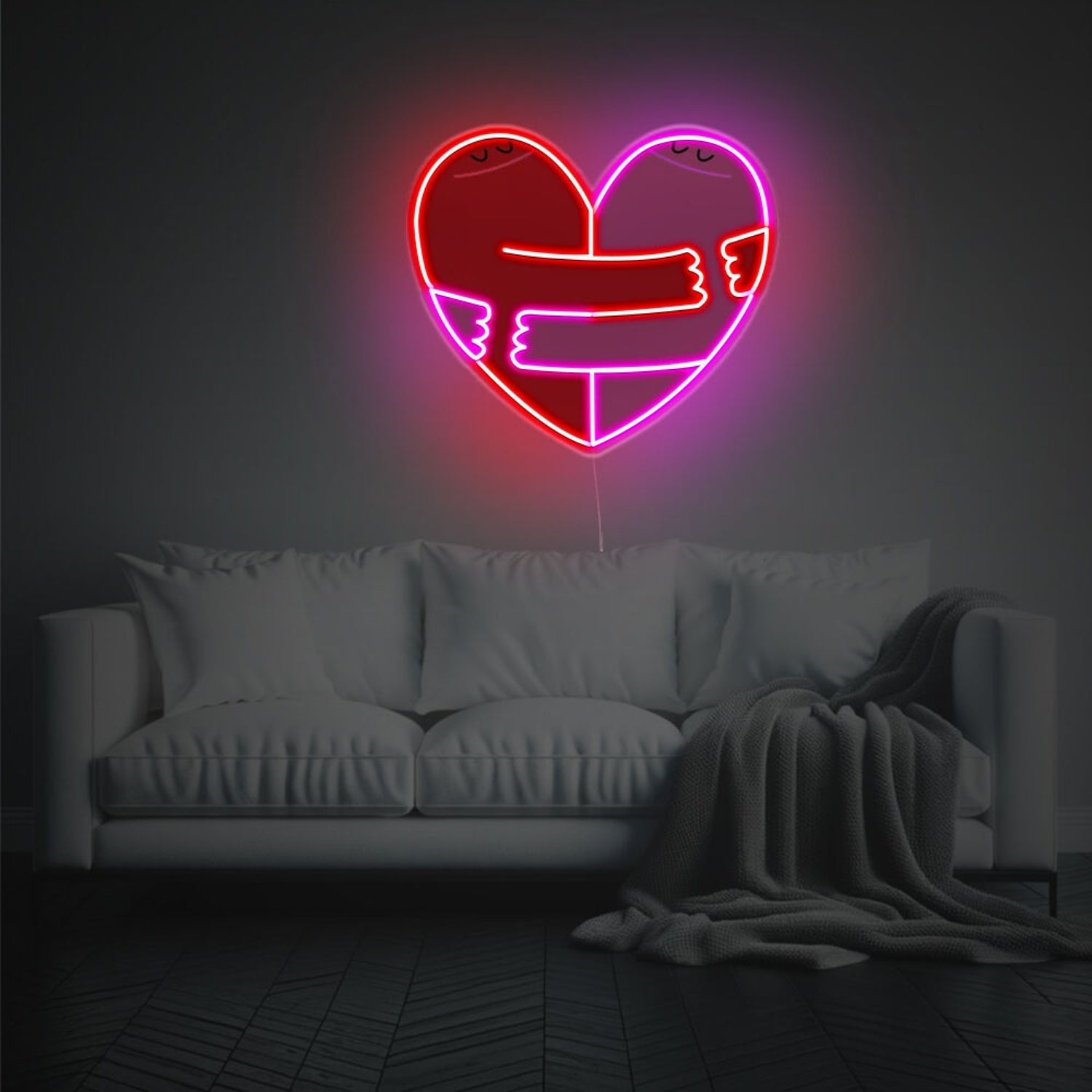 Huging Heart Led Neon Acrylic Artwork | Shineneon