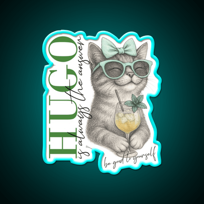 Hugo Cat Summer Drink Selfcare Cocktail Bar Decor Led Neon Sign Rgb Color - Shineneon