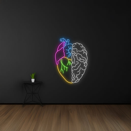 Human Heart Brain Neon Sign