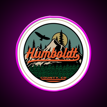 Humboldt County California Seal Hemp Inspired Green Leaf Led Neon Sign Rgb Color - Neon sign mounted on wall in room