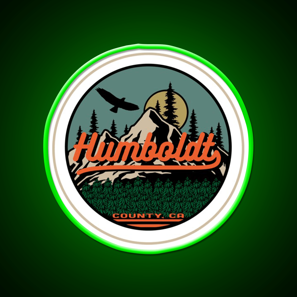 Humboldt County California Seal Hemp Inspired Green Leaf Led Neon Sign Rgb Color - Shineneon