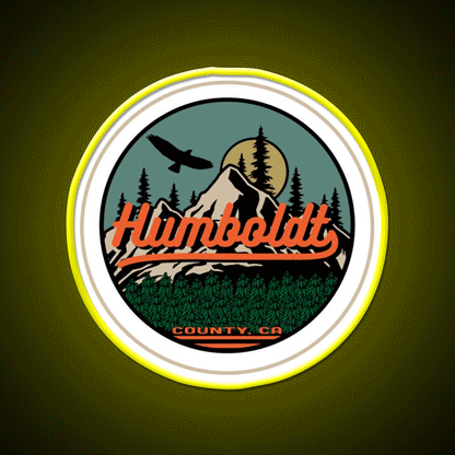 Humboldt County California Seal Hemp Inspired Green Leaf Led Neon Sign Rgb Color - Custom LED neon sign front view