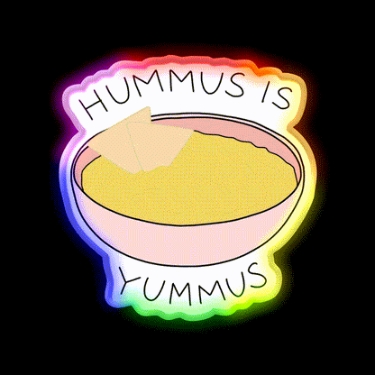 Hummus Is Yummus Snack Food Led Neon Sign Rgb Color - LED neon sign close-up detail
