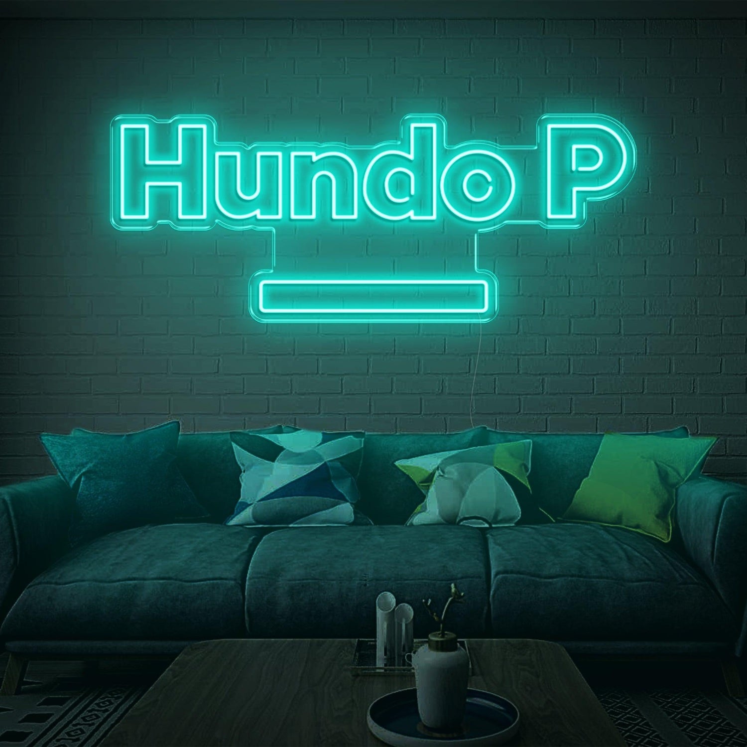 Hundo P Cyan Led Neon Sign For Modern Home Decor | Shineneon