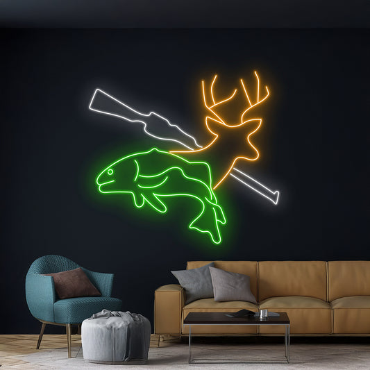 Hunting Fishing Neon Sign