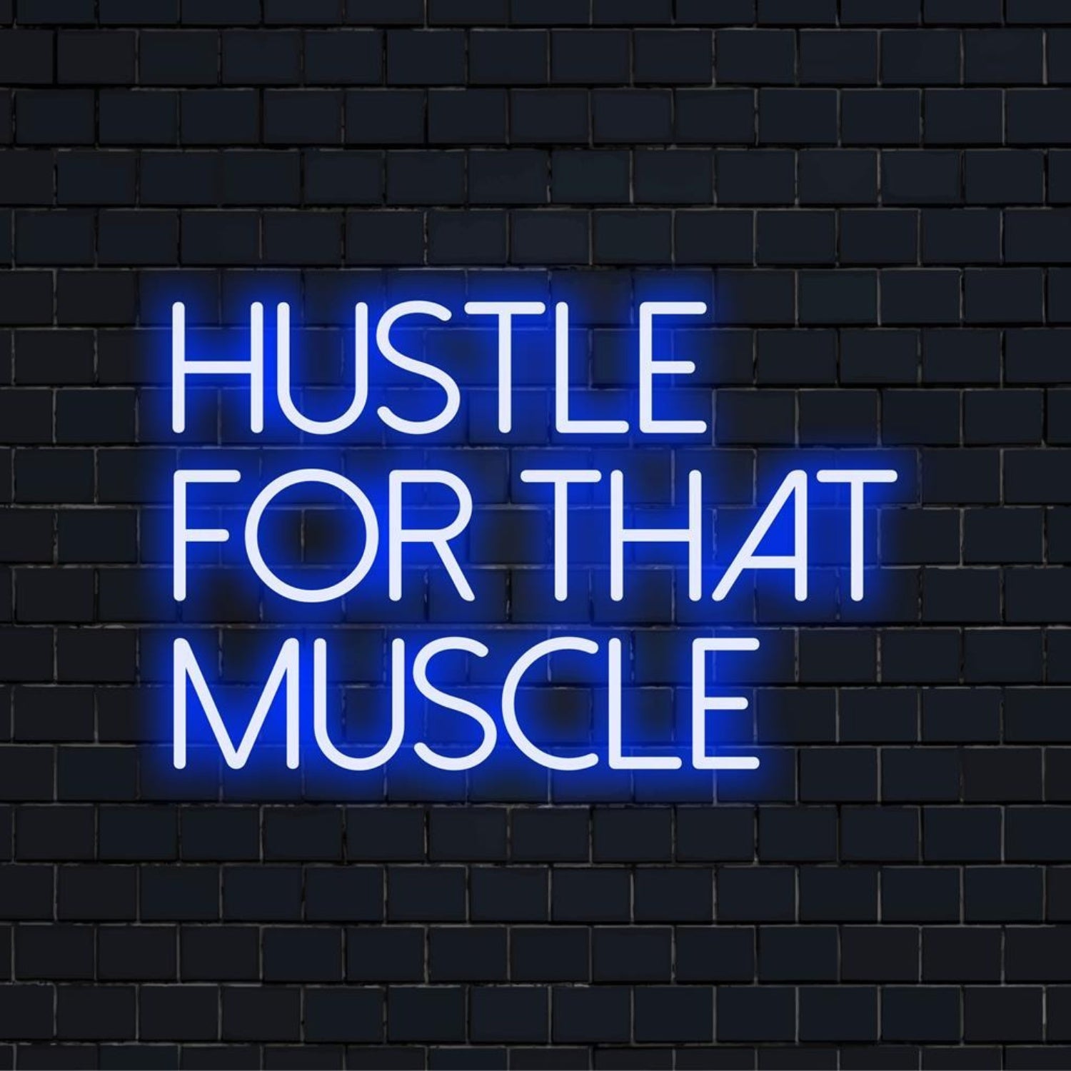 Hustle For That Muscle Vibrant Blue Led Neon Sign Gym Wall Art | Shineneon