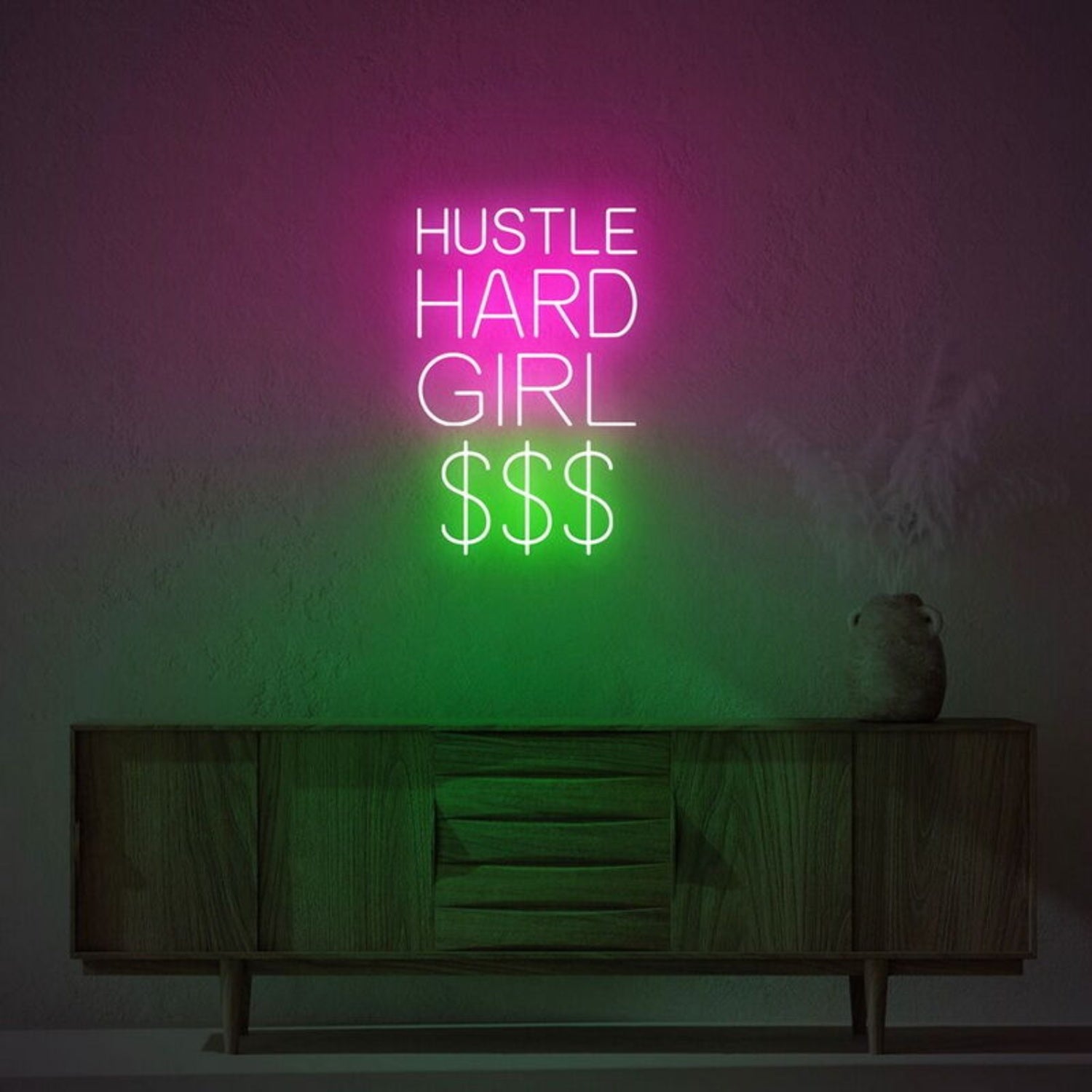 Hustle Hard Girl Dollar Led Neon Sign For Motivational - Shineneon