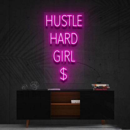 Hustle Hard Girl Led Neon Sign For Motivational Spaces - Shineneon
